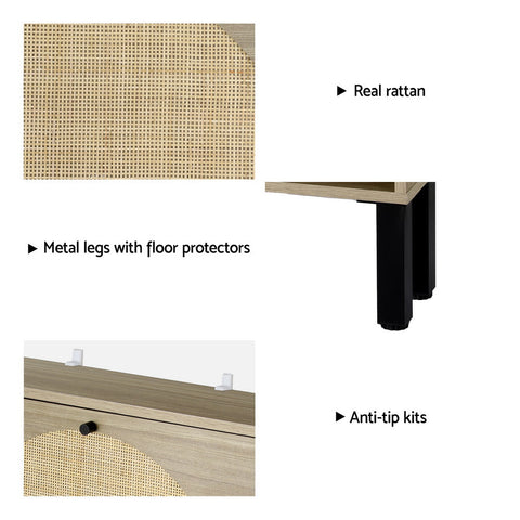 Artiss Shoe Rack Cabinet 2 Drawers Rattan 6 Pairs Chez Guru