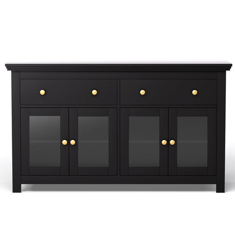 Artiss Buffet Sideboard – Black with Clear/Glass Door & Drawers | Kitchen | Dining Room Storage Cabinet