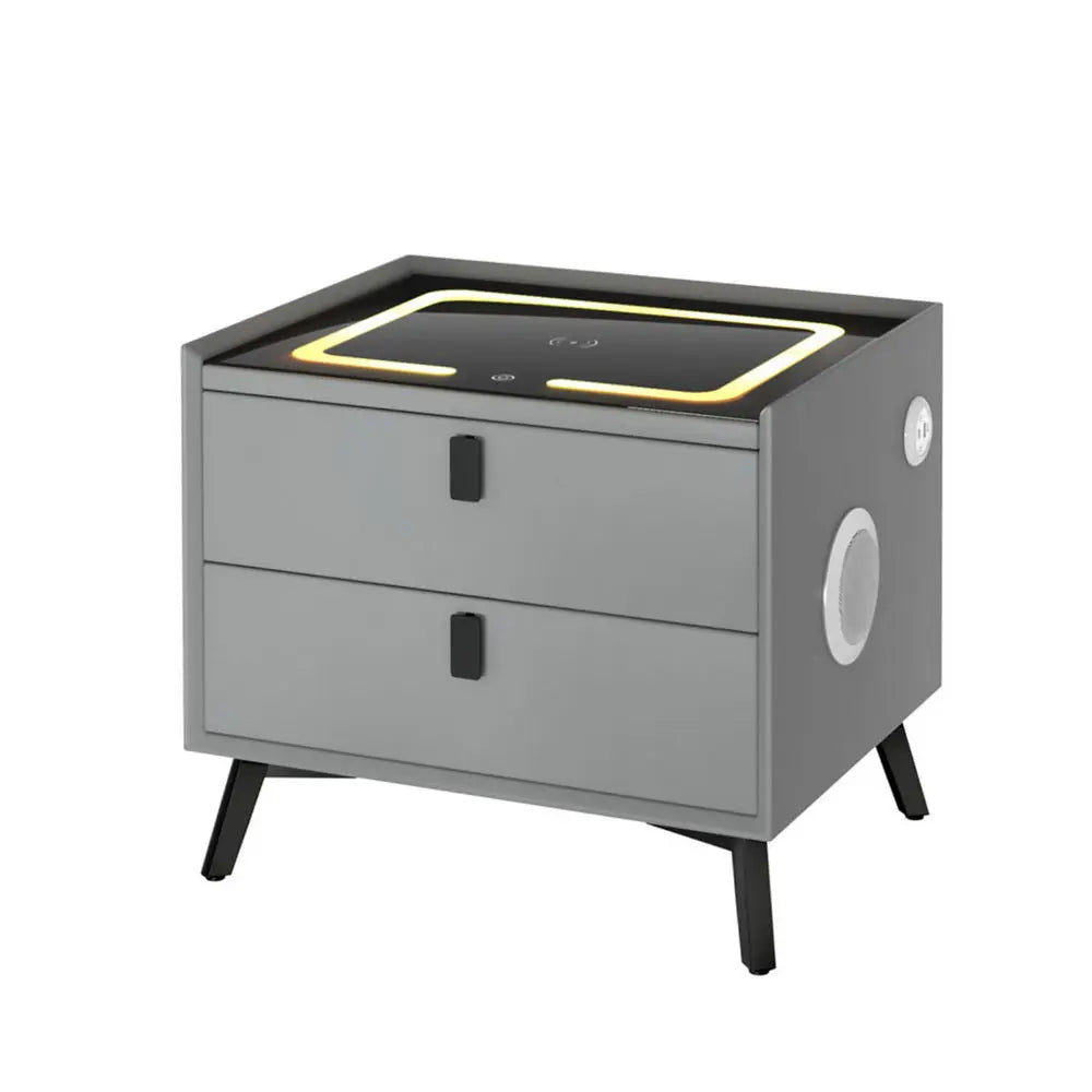 Artiss Smart Bedside Table with Wireless Charging - AIKA Grey - Chez Guru