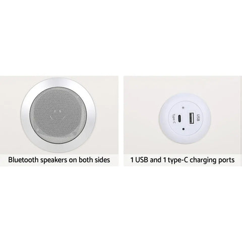 Artiss Smart Bedside Table 2 Drawers with Wireless Charging Ports LED White AIKA - Chez Guru