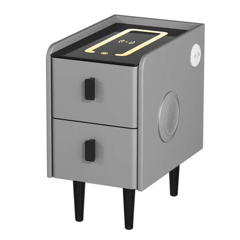 Artiss Smart Bedside Table 2 Drawers with Wireless Charging Ports LED Grey AIDA - Chez Guru