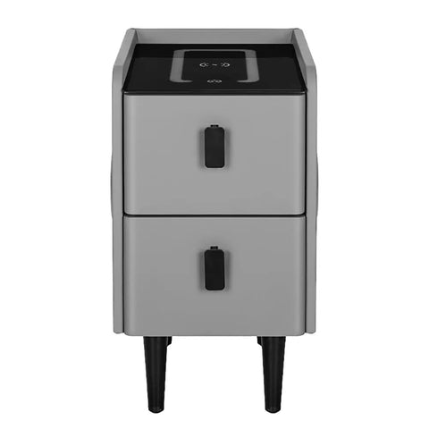Artiss Smart Bedside Table 2 Drawers with Wireless Charging Ports LED Grey AIDA - Chez Guru