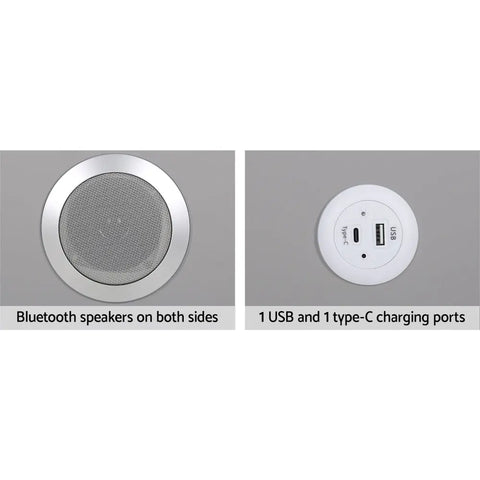 Artiss Smart Bedside Table 2 Drawers with Wireless Charging Ports LED Grey AIDA - Chez Guru