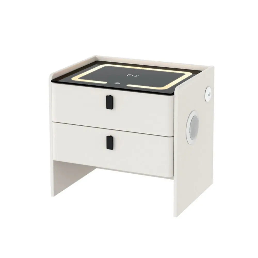 Artiss Smart Bedside Table Wireless Charging - BESS White - Chez Guru