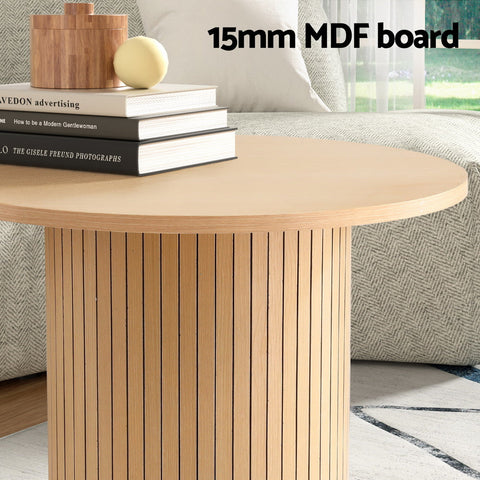 Artiss Coffee Table Round Fluted Chez Guru