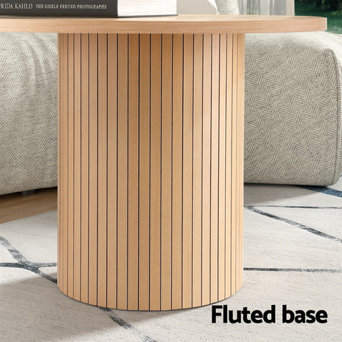 Artiss Coffee Table Round Fluted Chez Guru