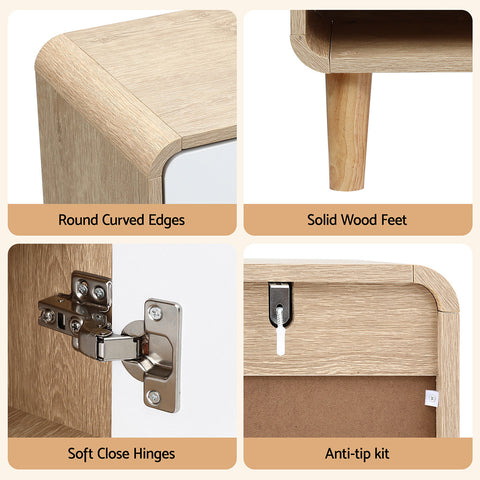 Artiss Shoe Rack Cabinet 25 Pairs Storage Cupboard - Pine&White