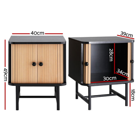 Artiss Bedside Table with Sliding Doors BORIS Chez Guru