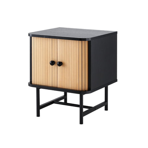 Artiss Bedside Table with Sliding Doors BORIS Chez Guru