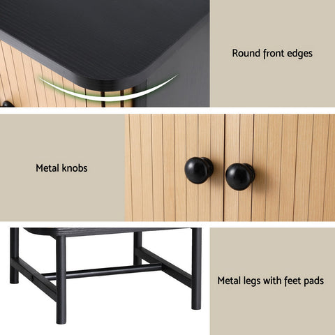 Artiss Bedside Table with Sliding Doors BORIS Chez Guru