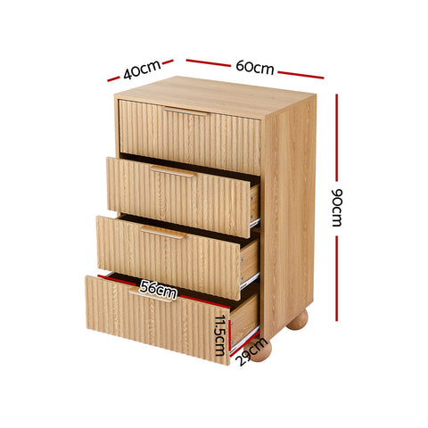 Artiss Chest of Drawers Dresser Tallboy Pine - 4 drawers