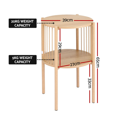 Artiss Set of 2 End Tables Coffee Table 2-Tier Round Wood