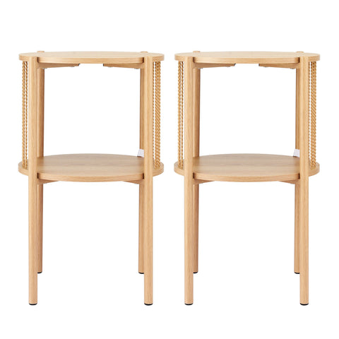 Artiss Set of 2 End Tables Coffee Table 2-Tier Round Wood