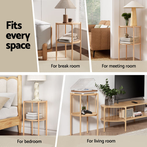 Artiss Set of 2 End Tables Coffee Table 2-Tier Round Wood