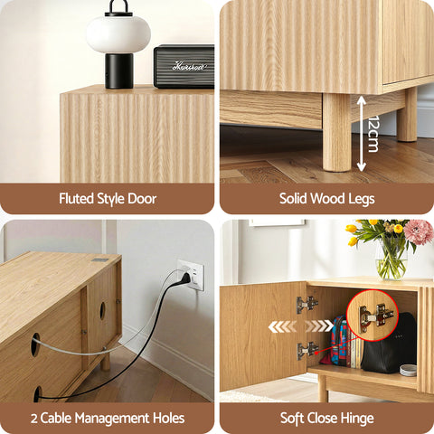 Artiss TV Unit Entertainment Unit Storage Cabinet 180cm Pine