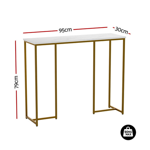 Artiss Console Table Marble Effect White&Gold