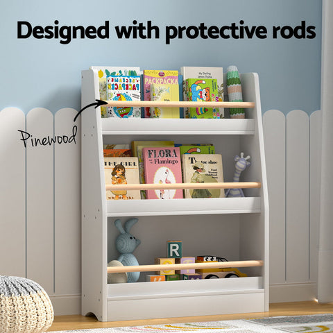 Keezi Kids Bookshelf 3 Tiers Storage Children Bookcase Organiser Display Shelf Chez Guru
