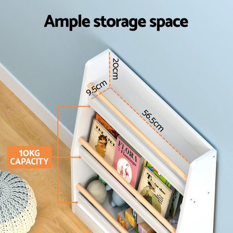 Keezi Kids Bookshelf 3 Tiers Storage Children Bookcase Organiser Display Shelf Chez Guru