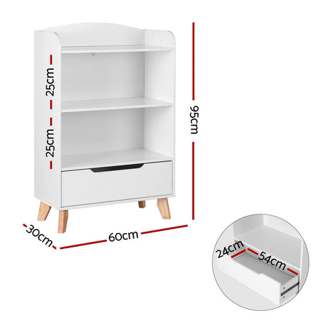Keezi Kids Bookshelf 3 Tiers Storage Children Bookcase Toys Organiser Drawer Chez Guru