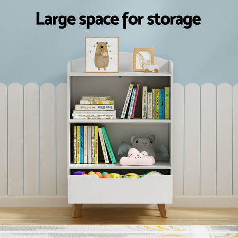 Keezi Kids Bookshelf 3 Tiers Storage Children Bookcase Toys Organiser Drawer Chez Guru