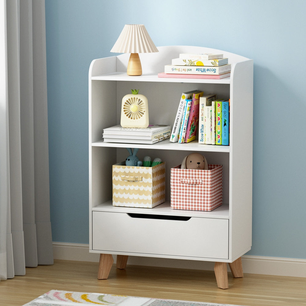 Keezi Kids Bookshelf 3 Tiers Storage Children Bookcase Toys Organiser Drawer Chez Guru