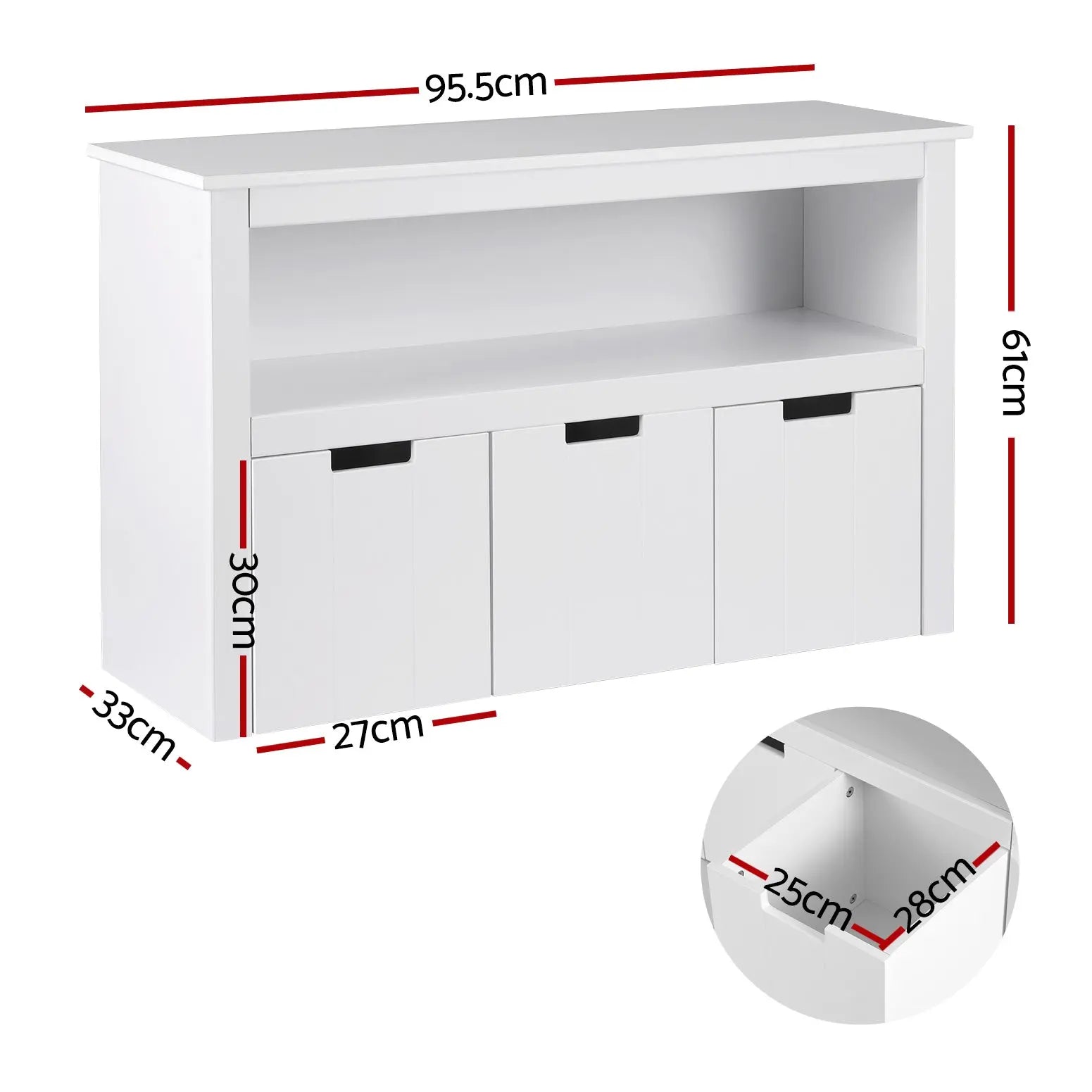 Keezi Kids Bookshelf 3 Drawers Storage Children Bookcase Toy Organiser Display Chez Guru