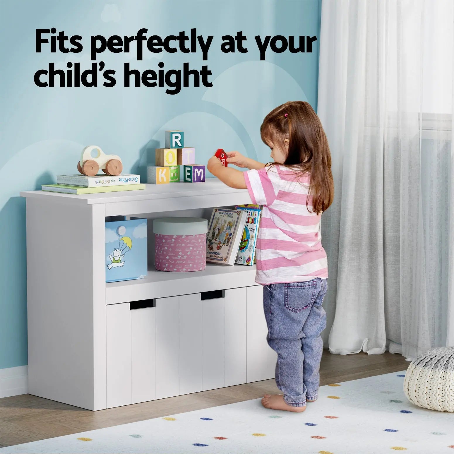 Keezi Kids Bookshelf 3 Drawers Storage Children Bookcase Toy Organiser Display Chez Guru