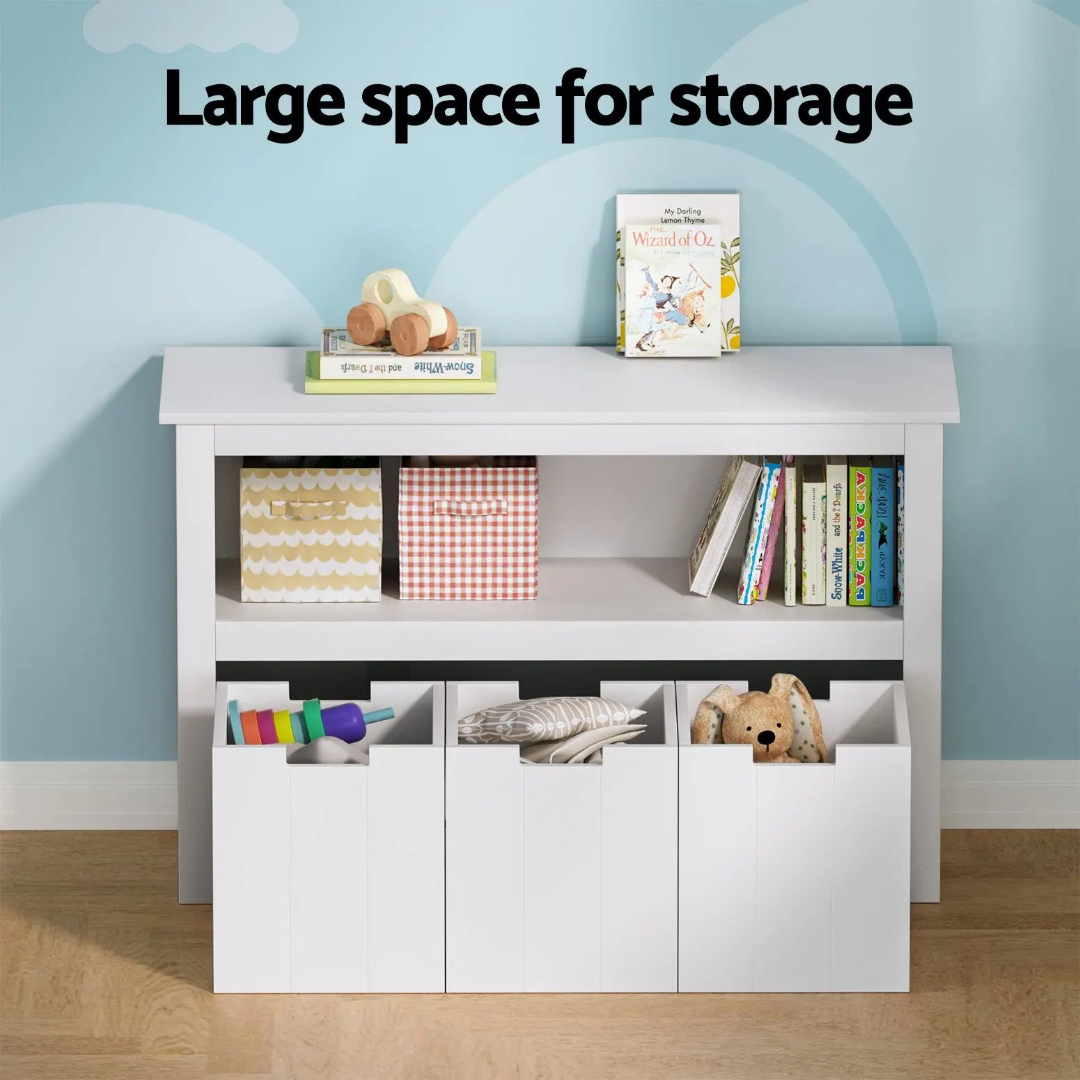 Keezi Kids Bookshelf 3 Drawers Storage Children Bookcase Toy Organiser Display Chez Guru