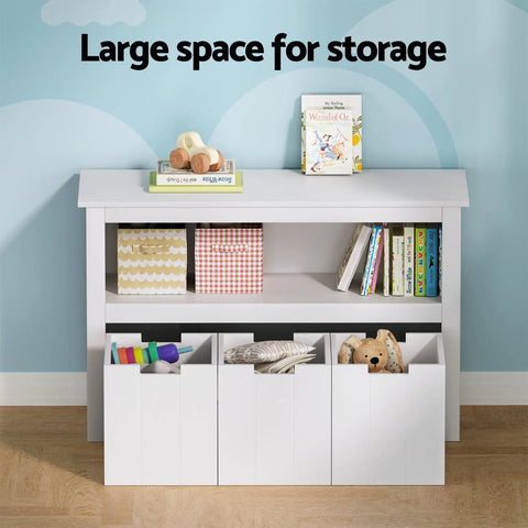 Keezi Kids Bookshelf 3 Drawers Storage Children Bookcase Toy Organiser Display Chez Guru