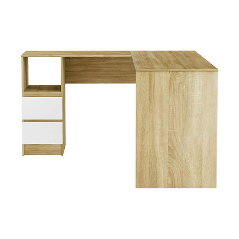 Artiss Computer Desk Drawer Cabinet L-Shape Oak 136CM Chez Guru