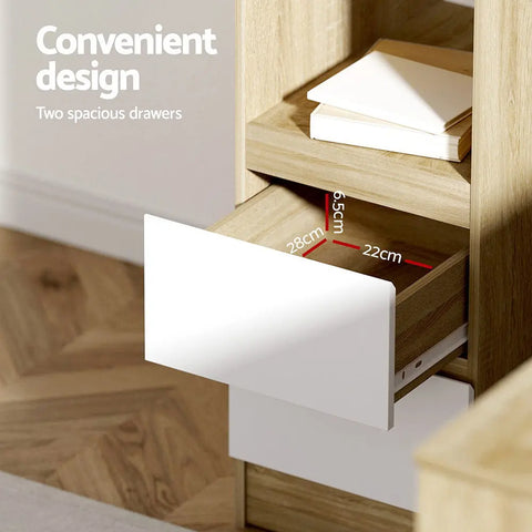 Artiss Computer Desk Drawer Cabinet L-Shape Oak 136CM Chez Guru