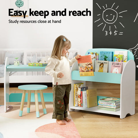 Keezi Kids Bookshelf 2 In 1 Table Chair Set Bookcase Toys Shelves Children Organiser Chez Guru