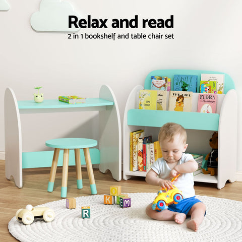 Keezi Kids Bookshelf 2 In 1 Table Chair Set Bookcase Toys Shelves Children Organiser Chez Guru