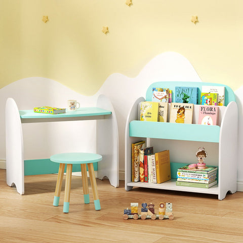 Keezi Kids Bookshelf 2 In 1 Table Chair Set Bookcase Toys Shelves Children Organiser Chez Guru