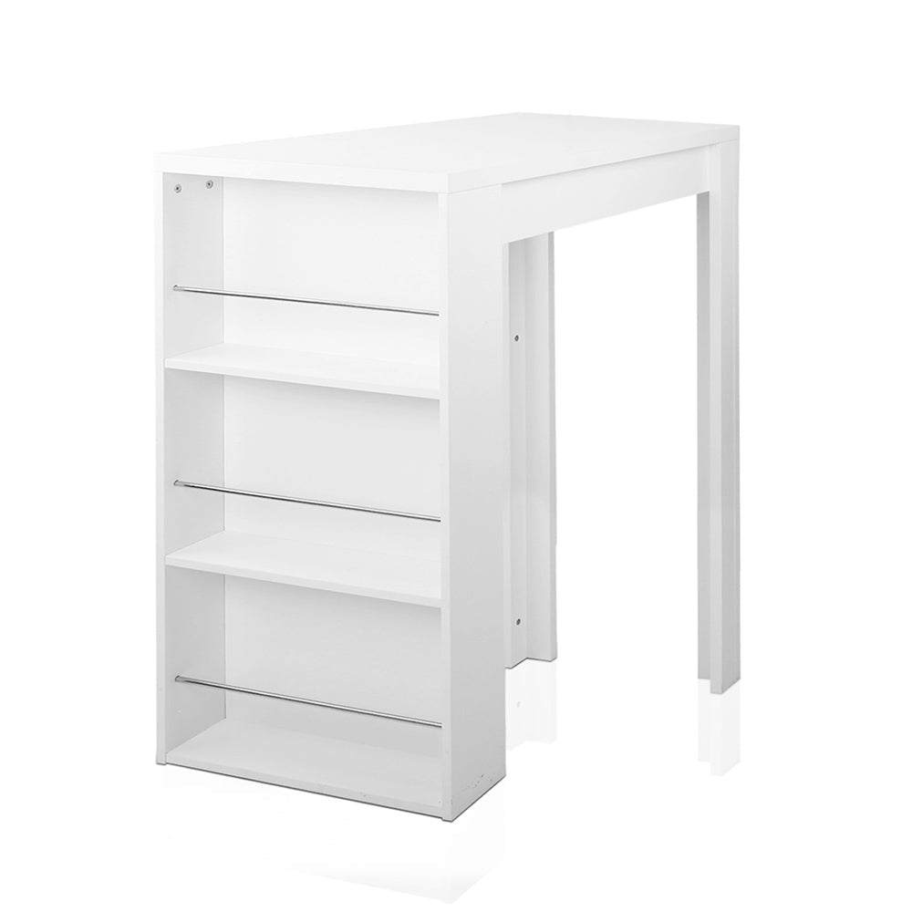 Artiss Bar Table 3-tier Storage Shelves White Chez Guru