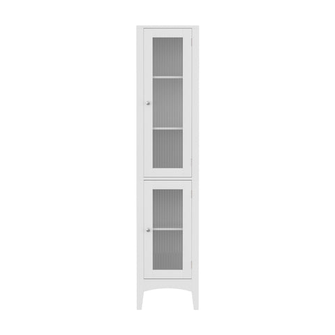 Artiss Bathroom Storage Cabinet 160cm Tall Slim Floor Cupboard Toilet Glass Door White