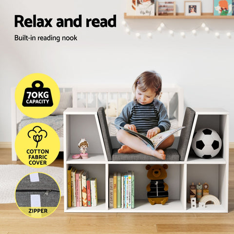 Keezi Kids Bookshelf Bookcase Toys Box Shelves Storage Cabinet Container Children Organiser Chez Guru