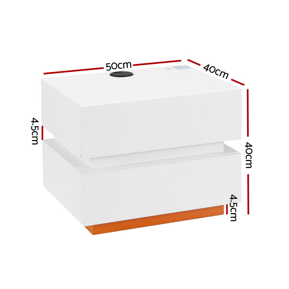 Artiss Smart Bedside Table LED Wireless Charging Ada Chez Guru