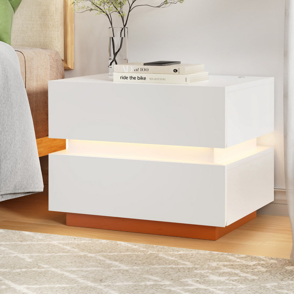 Artiss Smart Bedside Table LED Wireless Charging Ada Chez Guru