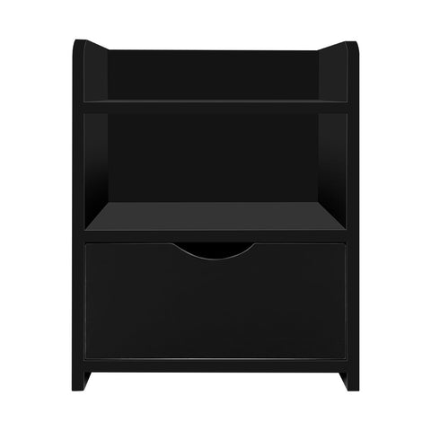 Artiss Bedside Table 1 Drawer with Shelf - FARA Black Chez Guru
