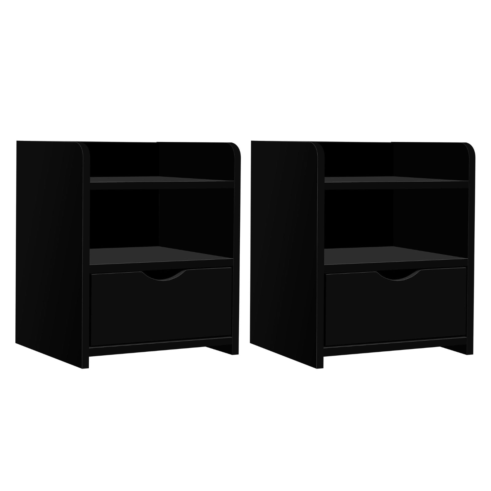Artiss 2X Bedside Table 1 Drawer with Shelf - FARA Black Chez Guru