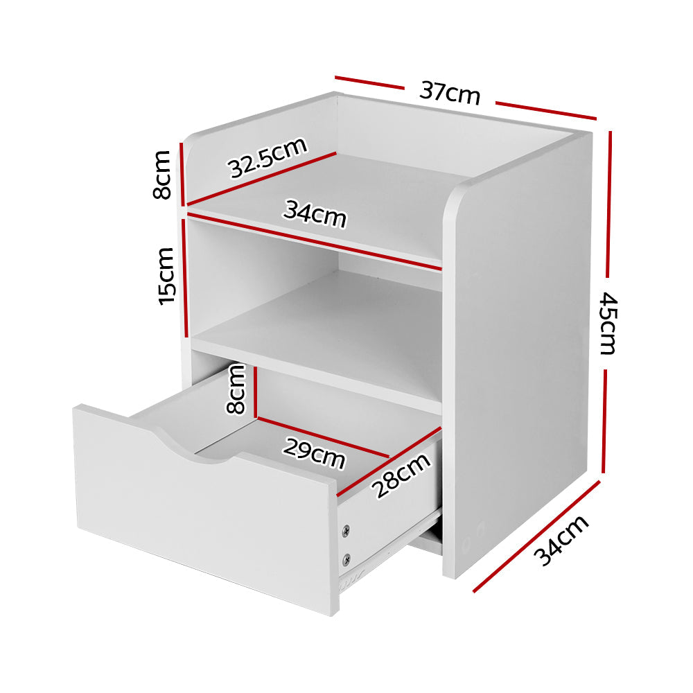 Artiss Bedside Table 1 Drawer with Shelf - FARA White Chez Guru