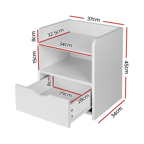 Artiss Bedside Table 1 Drawer with Shelf - FARA White Chez Guru