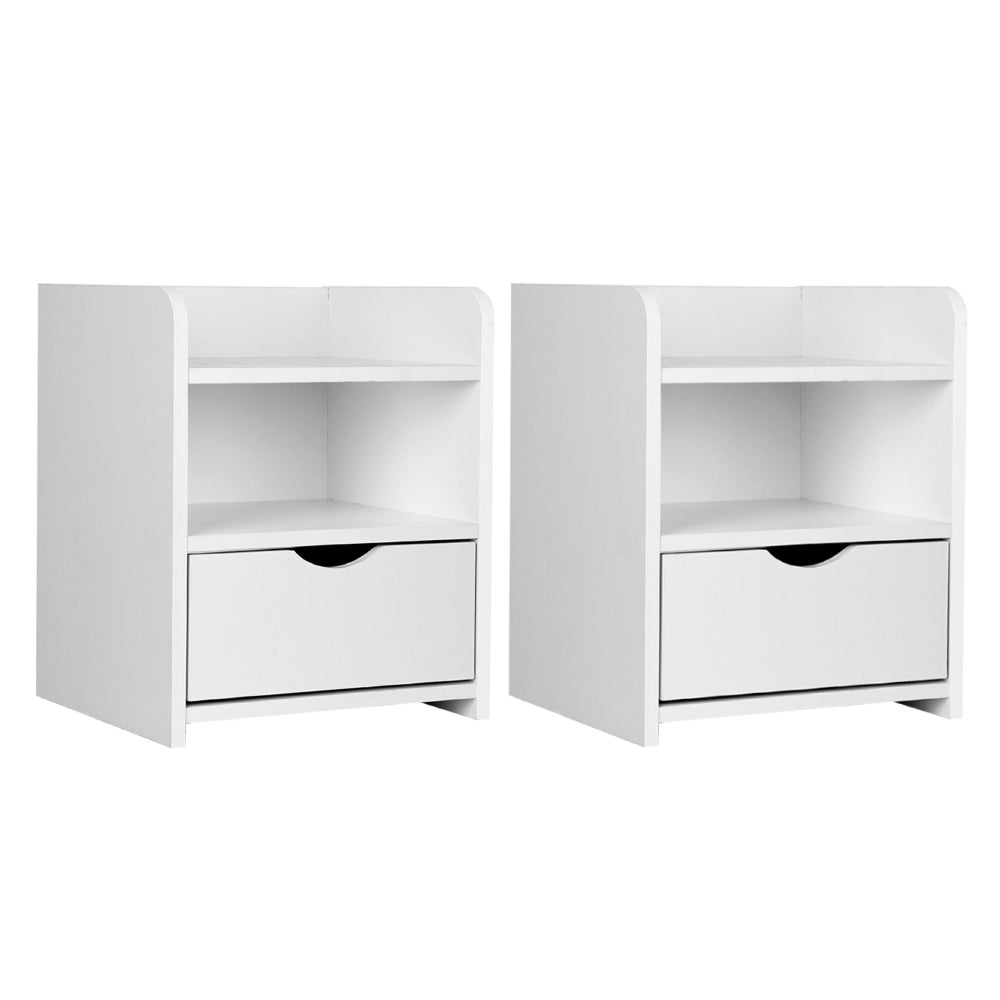 Artiss 2X Bedside Table 1 Drawer with Shelf - FARA White Chez Guru