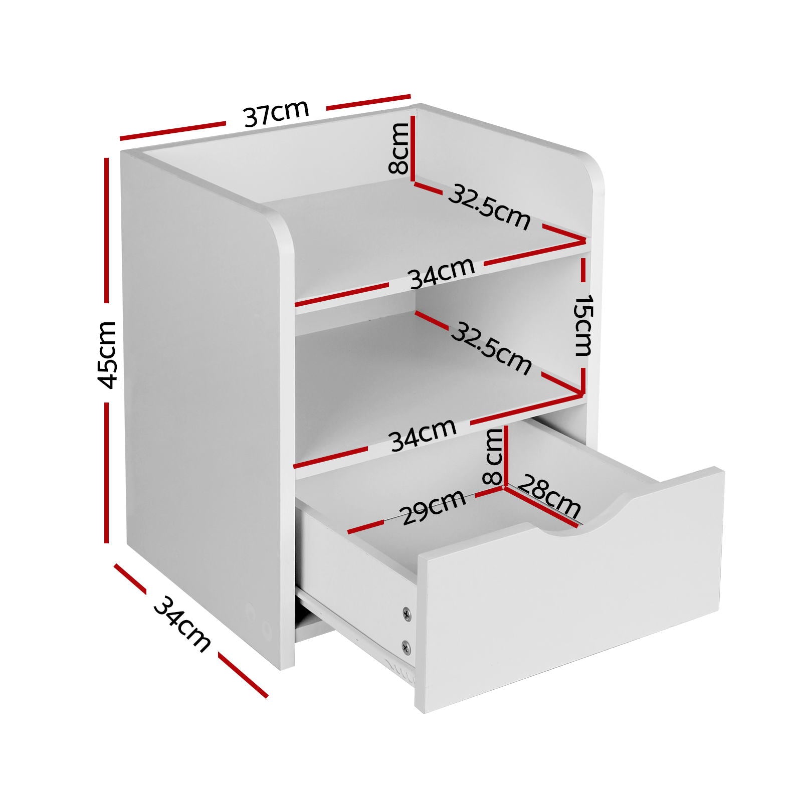Artiss 2X Bedside Table 1 Drawer with Shelf - FARA White Chez Guru