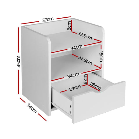 Artiss 2X Bedside Table 1 Drawer with Shelf - FARA White Chez Guru