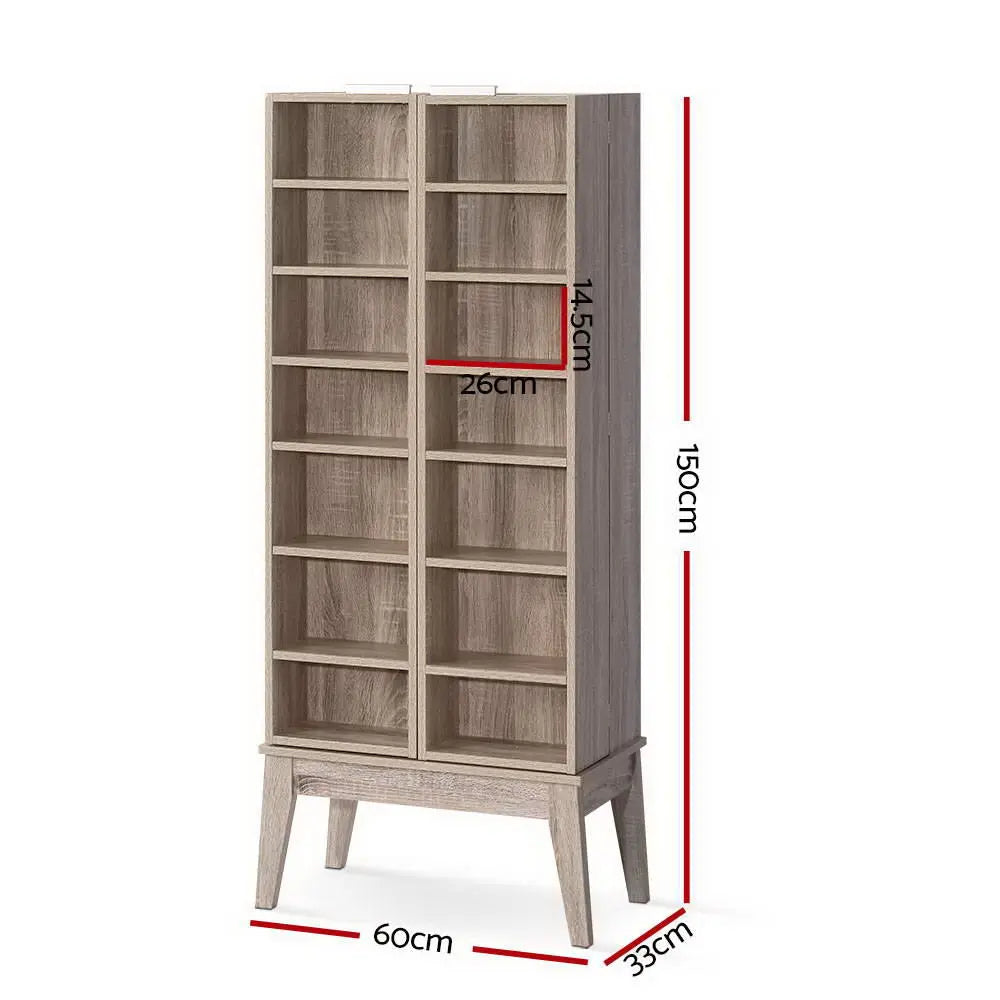 Artiss Bookshelf CD Storage Rack - BERG Oak Chez Guru