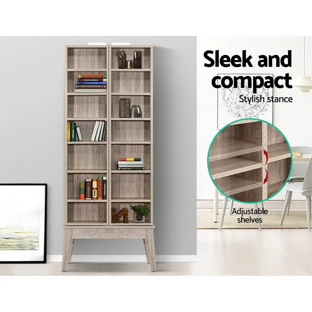 Artiss Bookshelf CD Storage Rack - BERG Oak Chez Guru