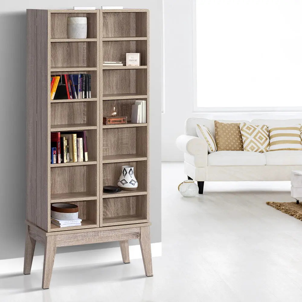 Artiss Bookshelf CD Storage Rack - BERG Oak Chez Guru