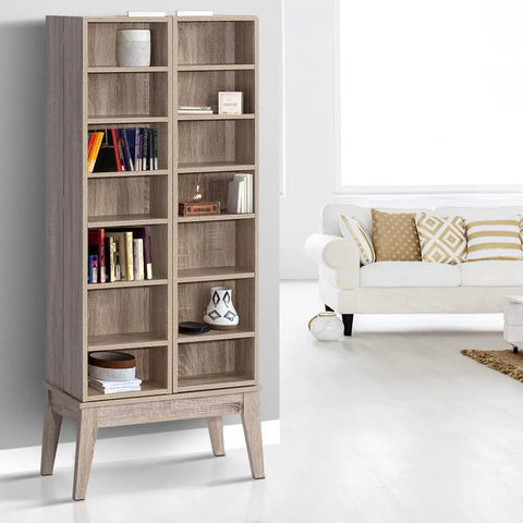 Artiss Bookshelf CD Storage Rack - BERG Oak Chez Guru
